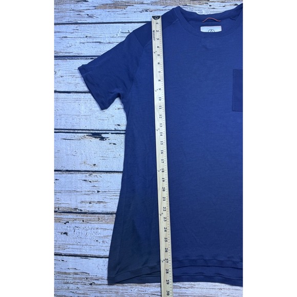 Alps & Meters Mens Large Touring Crew Knit Short Sleeve Navy Blue Wool Blend - Picture 4 of 6